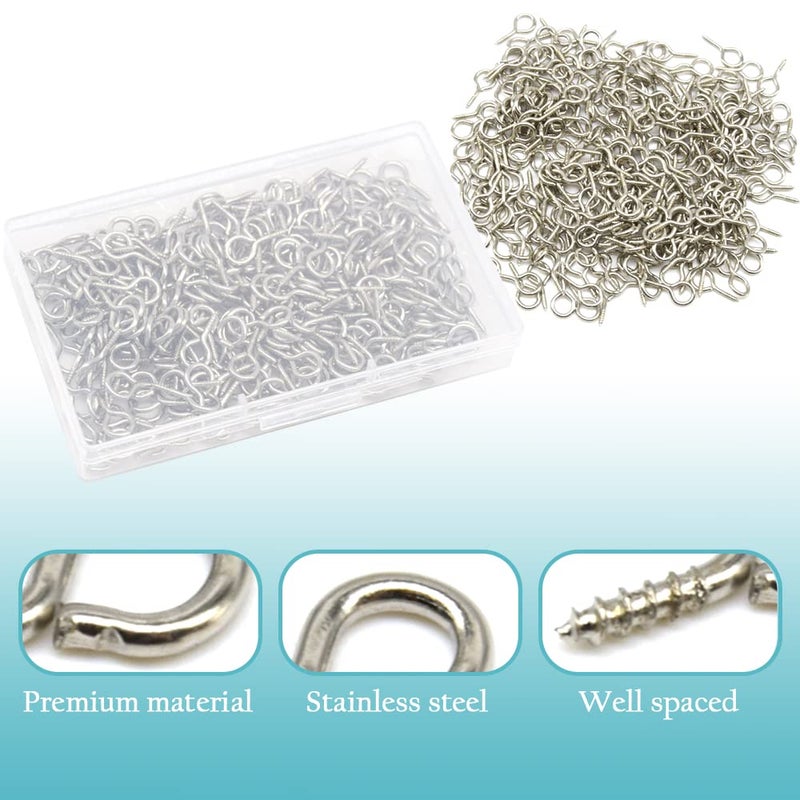 Hocansen 300 Pieces Small Screw Eye Pins 17x8mm Eye pins Hooks Mini Screw Eye Pin Peg for Cork Top Bottles Charm Bead DIY Jewelry Making (17 * 8mm) - Image 3